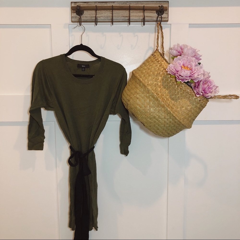Target Mossimo Olive Green Tie Waist Sweater Dress